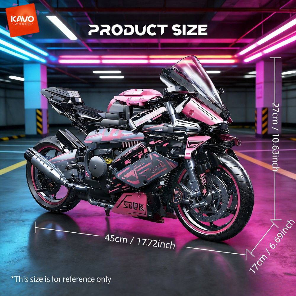 KAVOWORLD 2096PCS Pink Motorcy - Model Kit Motor Nuclear review and price