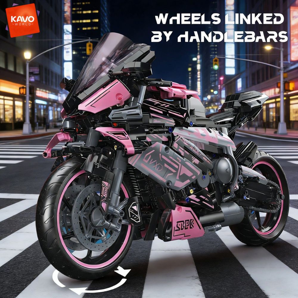 KAVOWORLD 2096PCS Pink Motorcy - Model Kit Motor Nuclear review and price