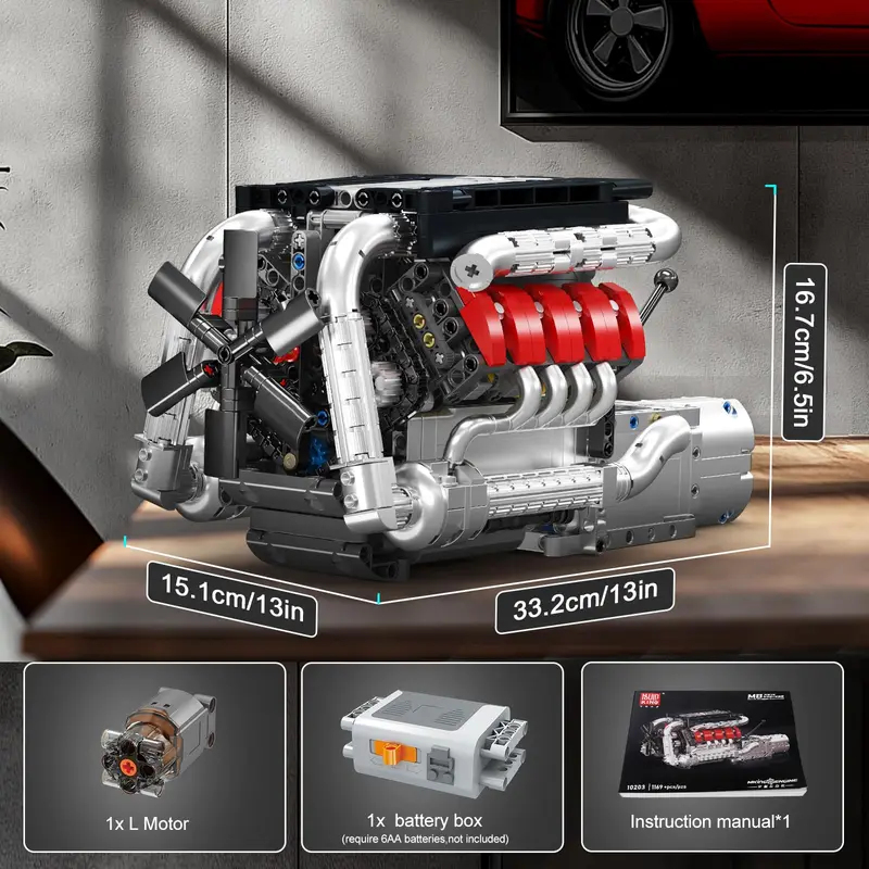 Mould King 10203 1169Pcs Super - Model Kit V8 Engine review and price