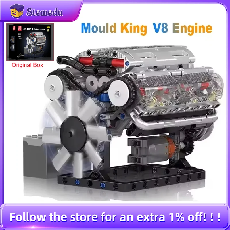 Mould King V8 Engine Building  - Model Kit V8 Engine review and price
