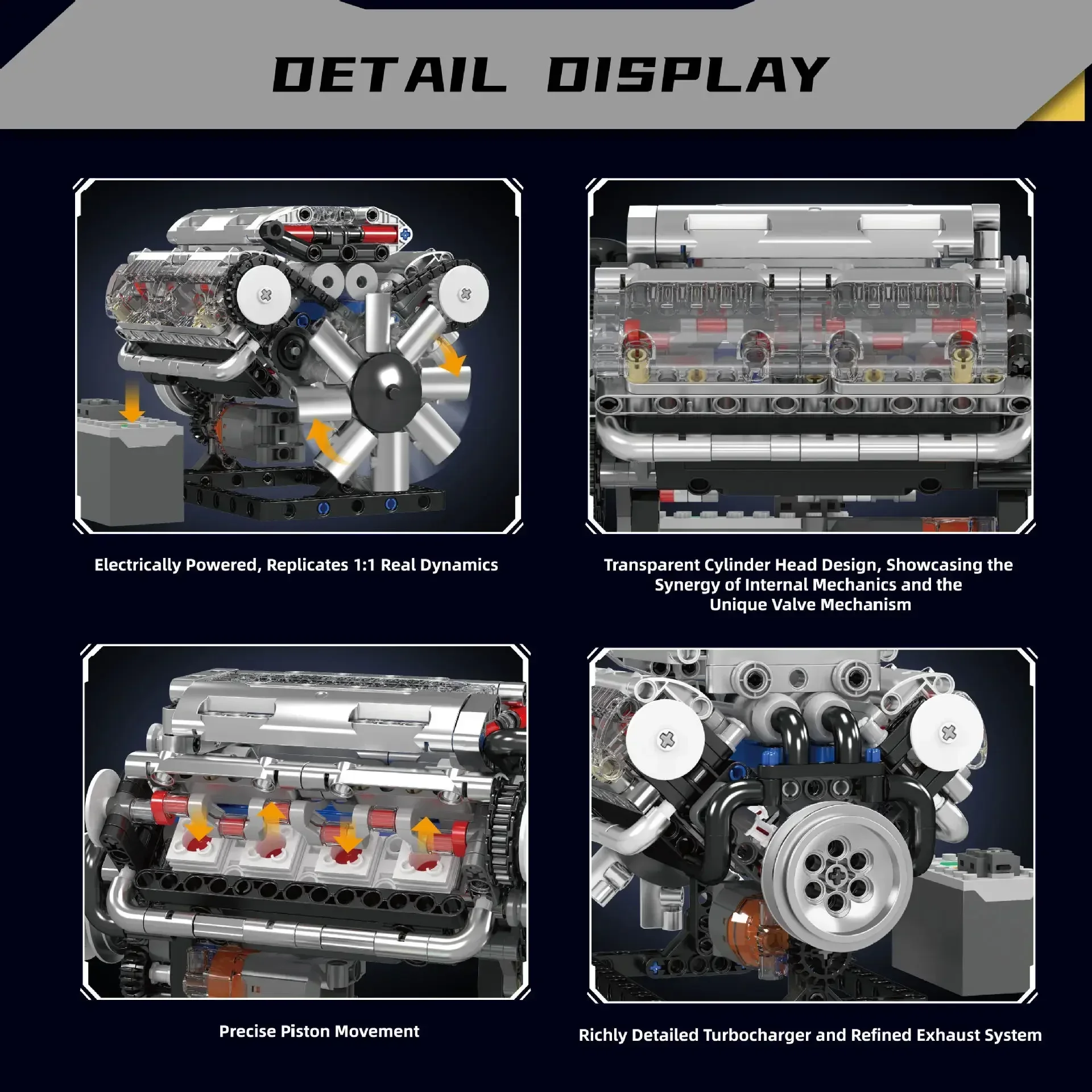 Mould King V8 Engine Building  - Model Kit V8 Engine review and price