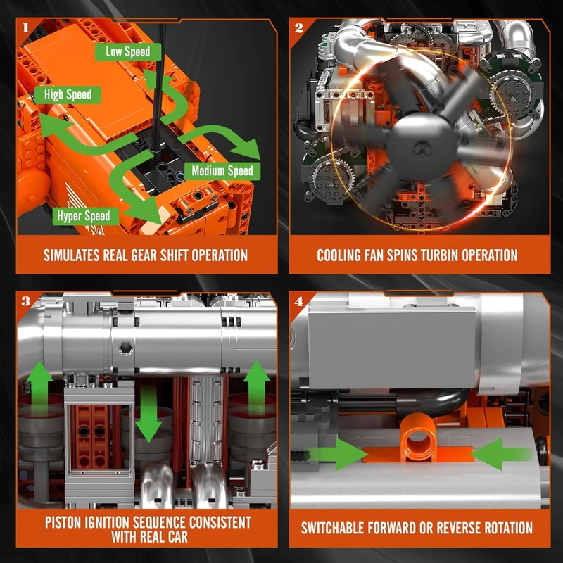 Mould King 10200 V8 Twin-Turbo - Model Kit V8 Engine review and price