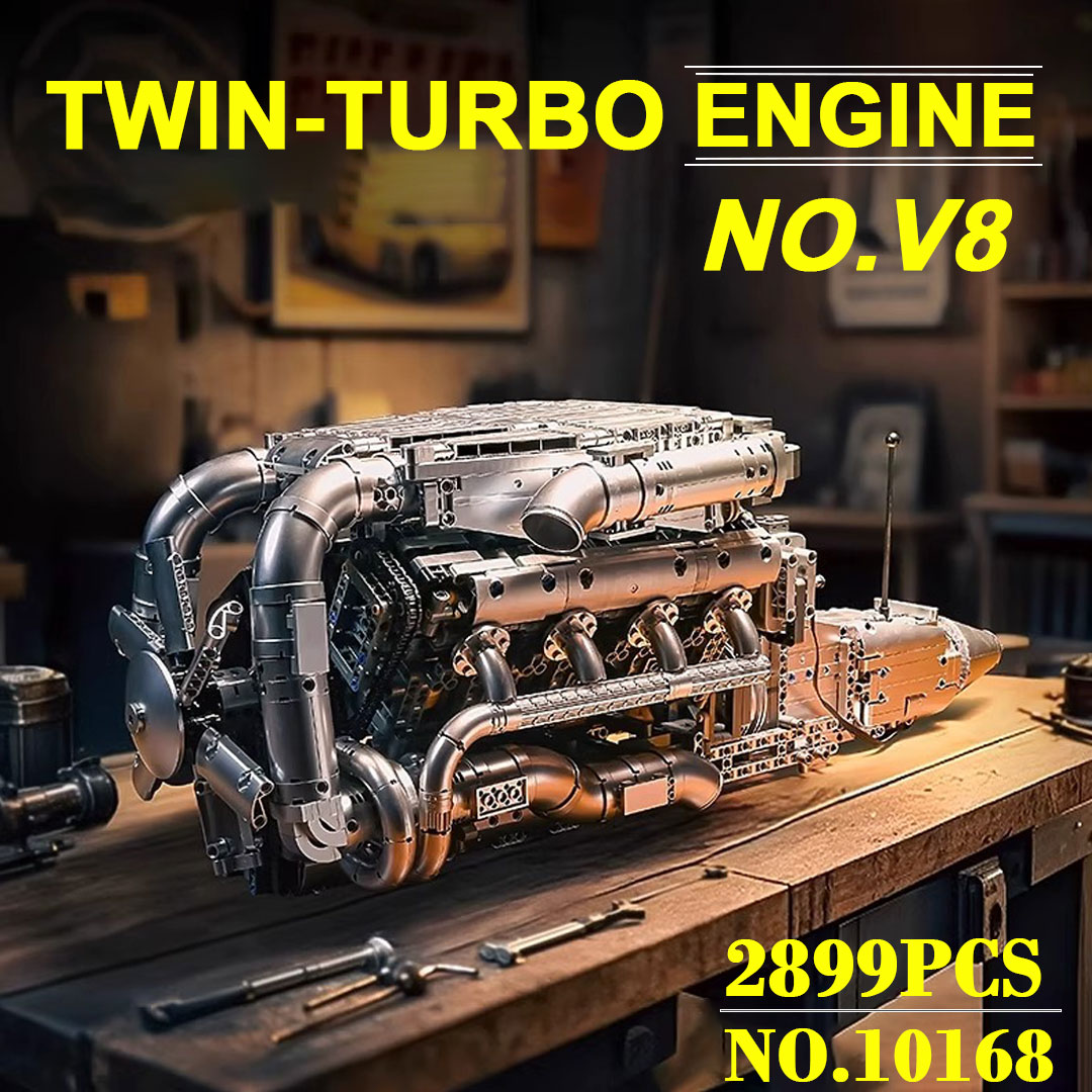 Mould King 10168 V8 Twin Turbo - Model Kit V8 Engine review and price